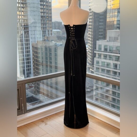 🆕 BRONX & BANCO 🧿 NWOT Florentina Corset Gown, Black Velvet, Sz M US 6 - Picture 7 of 13